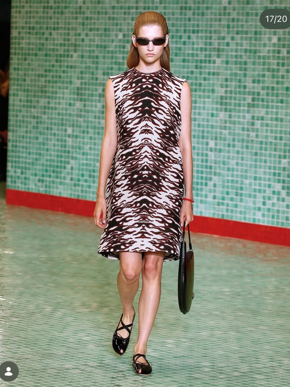Tory Burch Round Neck Dress In Black/red Flame Chen M